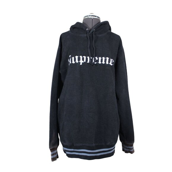Supreme Old English embroidered reverse fleece pullover hoodie‎ sweatshirt FLAWS - Picture 1 of 13